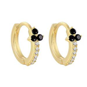 Dainty Huggies Black CZ "diamonds" 18K Gold Huggies Everyday Earrings PRETTY